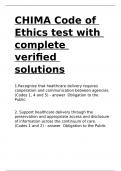 CHIMA Code of Ethics test with complete verified solutions