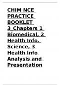 CHIM NCE PRACTICE BOOKLET 3_Chapters 1 Biomedical, 2 Health Info. Science, 3 Health Info