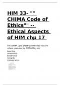 HIM 33- CHIMA Code of Ethics- Ethical Aspects of HIM chp 17