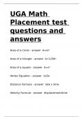 UGA Math Placement test questions and answers