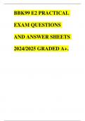 BBK99 E2 PRACTICAL EXAM QUESTIONS AND ANSWER SHEETS 2024/2025 GRADED A+.