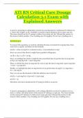 ATI RN Critical Care Dosage Calculation 3.1 Exam with Explained Answers