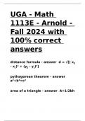 UGA - Math 1113E - Arnold - Fall 2024 with 100- correct answers