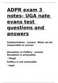 ADPR exam 3 notes- UGA nate evans test questions and answers.