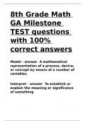 8th Grade Math GA Milestone TEST questions with 100- correct answers.