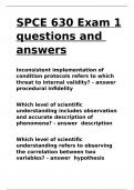 SPCE 630 Exam 1 questions and answers