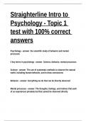 Straighterline Intro to Psychology - Topic 1 test with 100- correct answers