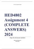 HED4802 Assignment 4 (COMPLETE ANSWERS) 2024 - DUE August 2024 ; 100% TRUSTED Complete, trusted solutions and explanations. Ensure your success with us..... 