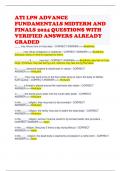 ATI LPN ADVANCE FUNDAMENTALS MIDTERM AND FINALS 2024 QUESTIONS WITH VERIFIED ANSWERS ALREADY GRADED 