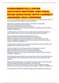 FUNDAMENTALS LPN-RN ADVANCE MIDTERM AND FINAL EXAM QUESTIONS WITH CORRECT ANSWERS 2024 VERIFIED