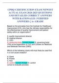 CPHQ CERTIFICATION EXAM NEWEST ACTUAL EXAM 2024-2025 QUESTIONS AND DETAILED CORRECT ANSWERS WITH RATIONALES (VERIFIED ANSWERS) | A+ GRADE