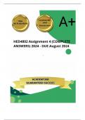 HED4802 Assignment 4 (COMPLETE ANSWERS) 2024 - DUE August 2024 ; 100% TRUSTED Complete, trusted solutions and explanations.