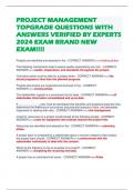 PROJECT MANAGEMENT TOPGRADE QUESTIONS WITH ANSWERS VERIFIED BY EXPERTS 2024 EXAM BRAND NEW EXAM!!!!