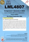 LML4807 Assignment 1 (COMPLETE ANSWERS) Semester 2 2024 - DUE 9 September 2024 