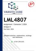 LML4807 Assignment 1 (DETAILED ANSWERS) Semester 2 2024 - DISTINCTION GUARANTEED