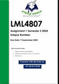 LML4807 Assignment 1 (QUALITY ANSWERS) Semester 2 2024