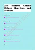 A+P Midterm Arizona  College Questions and  Answers