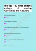 Biology 189 final arizona  college of nursing Questions and Answers