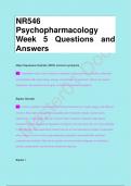 NR546  Psychopharmacology  Week 5 Questions and  Answers