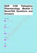 NUR 3196 Pathophys Pharmacology Module 4 NurseTalk Questions and  Answers