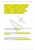 2024 RELIAS MEDICAL SURG RN A  FINAL AND REAL EXAM LATEST  WITH REAL QUESTIONS AND  CORRECT ANSWERS [ALREADY  GRADED A+] BRAND NEW!!!