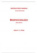 Instructor's Manual for Biopsychology 9th Edition By John Pinel (All Chapters, 100% Original Verified, A+ Grade)