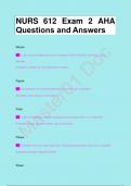 NURS 612 Exam 2 AHA Questions and Answers