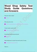 Wood Shop Safety Test  Study Guide Questions  and Answers