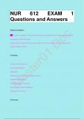 NUR 612 EXAM 1 Questions and Answers