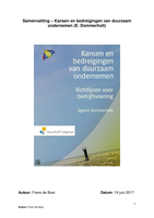 [Samenvatting] Kansen en bedreigingen van duurzaam ondernemen - E. Dommerholt