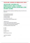 NCLEX-RN ANEMIA IN PREGNANCY 2024 LATEST QUESTIONS WITH ANSWERS AND STUDY GUIDE 