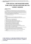 CCRN CRITICAL CARE REGISTERED NURSE EXAM LATEST 2023/2024 QUESTIONS AND 100% CORRECT ANSWERS