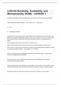 LOG104 Reliability, Availability, and Maintainability (RAM) : LESSON 1 correctly answered to pass