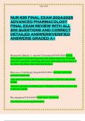 NUR 635 FINAL EXAM 2024-2025 ADVANCED PHARMACOLOGY FINAL EXAM REVIEW WITH ALL 200 QUESTIONS AND CORRECT DETAILED ANSWERS(VERIFIED ANSWERS) GRADED A+