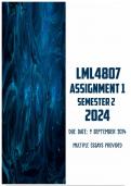 LML4807 Assignment 1 Semester 2 2024 | Due 9 September 2024.