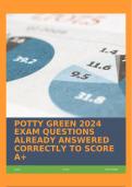 POTTY GREEN 2024 EXAM QUESTIONS ALREADY ANSWERED CORRECTLY TO SCORE A+