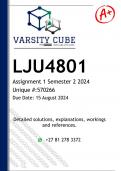 LJU4801 Assignment 1 (QUIZ 100% ANSWERS) Semester 2 2024 - DISTINCTION GUARANTEED