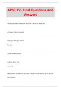 APSC 151 Final Questions And  Answers