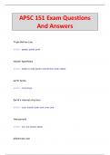 APSC 151 Exam Questions  And Answers