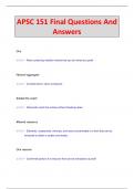 APSC 151 Final Questions And  Answers