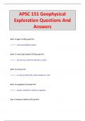 APSC 151 Geophysical  Exploration Questions And  Answers