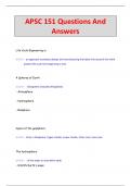 APSC 151 Questions And  Answers