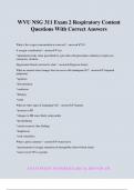 WVU NSG 311 Exam 2 Respiratory Content Questions With Correct Answers