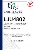 LJU4802 Assignment 1 (DETAILED ANSWERS) Semester 2 2024 - DISTINCTION GUARANTEED