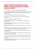 Walden 6630 Psychopharmacology Midterm Study Guide With complete solution 2024/25