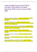 Understanding Normal and Clinical Nutrition 12th Edition Test Bank Questions With Correct Answers 2024-2025
