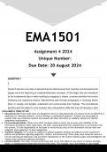 EMA1501 Assignment 4 (ANSWERS) 2024 - DISTINCTION GUARANTEED