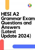 HESI A2 Grammar Exam Questions and Answers (Latest Update 2024) Assured Success 2024 