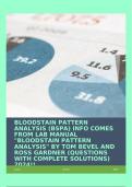 BLOODSTAIN PATTERN ANALYSIS (BSPA) INFO COMES FROM LAB MANUAL "BLOODSTAIN PATTERN ANALYSIS" BY TOM BEVEL AND ROSS GARDNER (QUESTIONS WITH COMPLETE SOLUTIONS) 2024!!