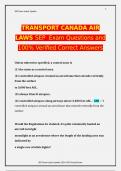 TRANSPORT CANADA AIR LAWS SEP  Exam Questions and 100% Verified Correct Answers